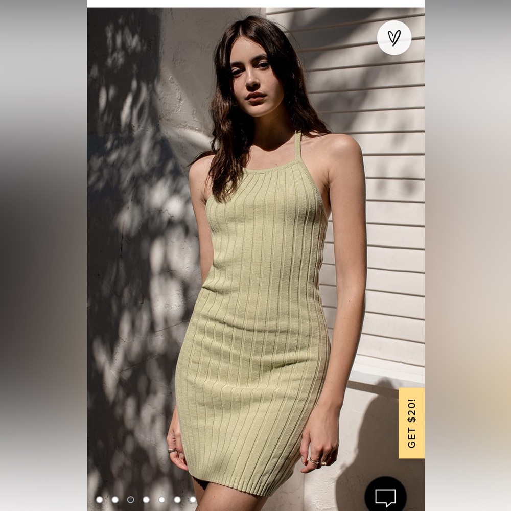 Lulus It's a Trend Light Green Ribbed Knit Halter Sweater Dress